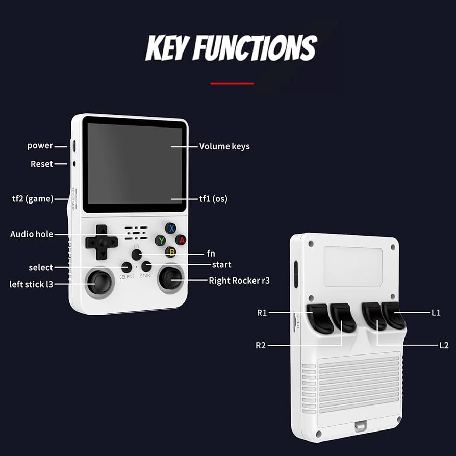 ポータブル昭和レトロゲームIPSスクリーンコンソール大人向ゲーミングエミュレータ ビデオゲームを備えたr36sレトロゲームコンソール,ポータブル